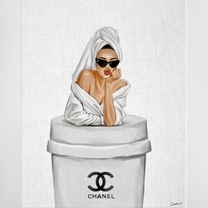 Café Au Lait & Chanel fashion & glam wall, art picture office home decor-~